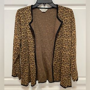 Misook Vintage 90s Animal Print Open Cardigan Sweater Women’s Size MP